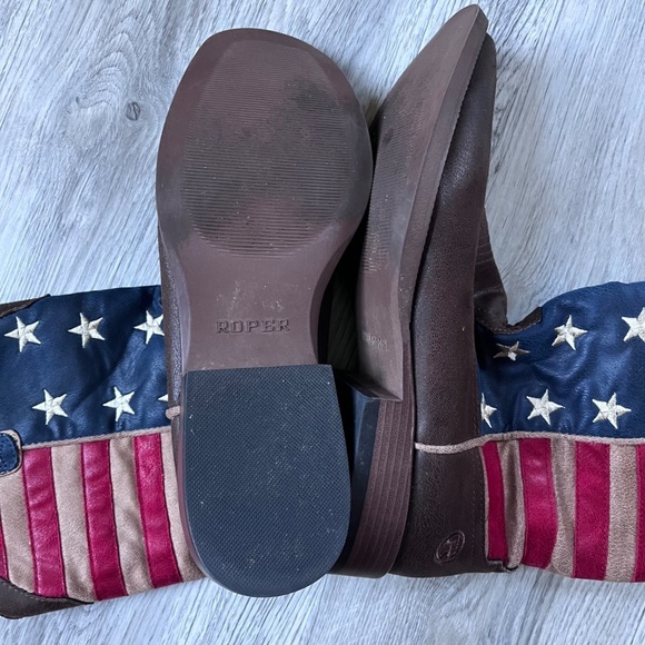 Roper Western Boots Mens American Patriot Brown size 10 square toe flag usa - Picture 5 of 6
